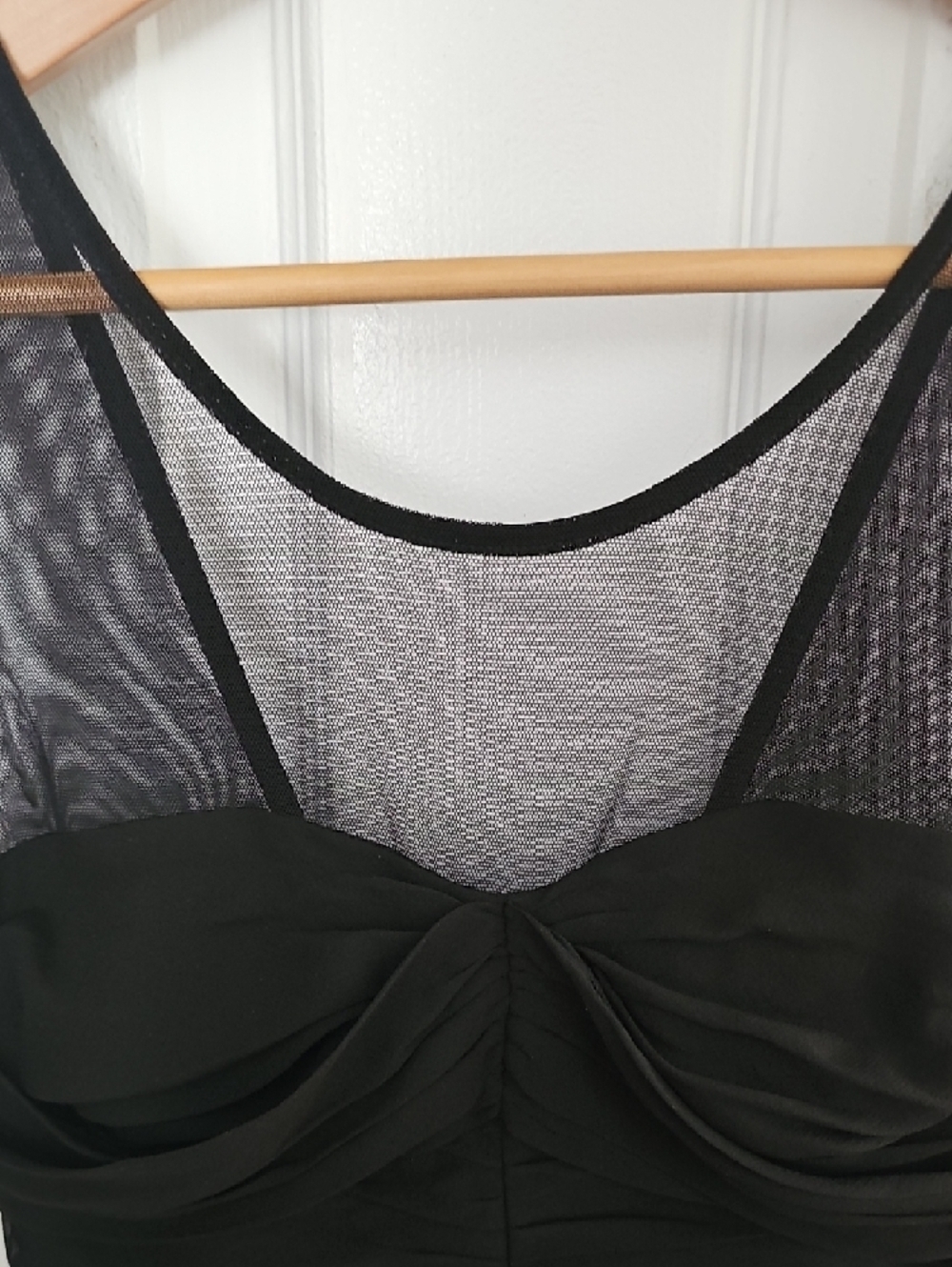 Club Monaco Black Mesh-Top Ruched Silk Dress - Picture 2 of 10